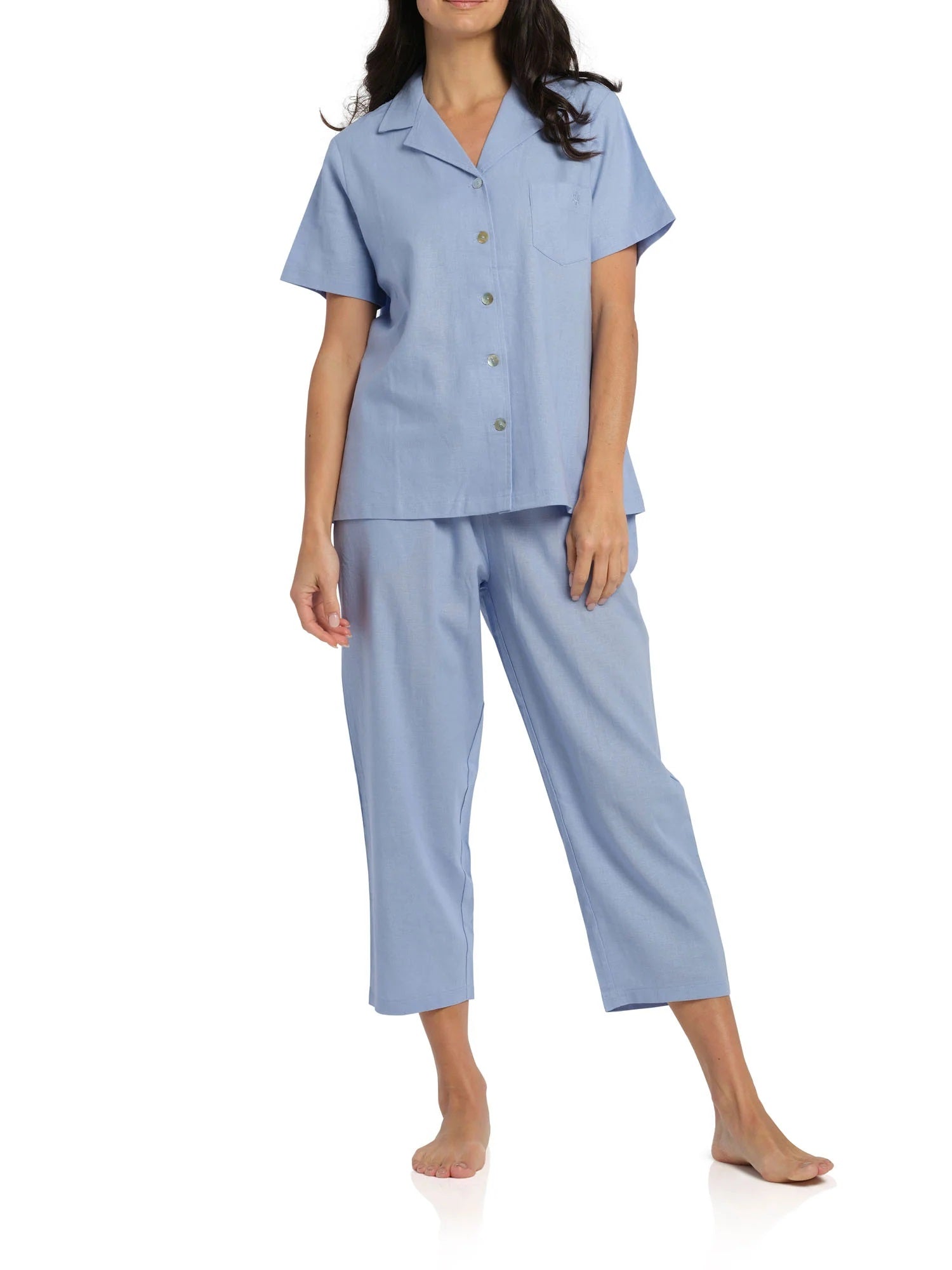 MAGNOLIA LOUNGE CORNFLOWER SUMMER DREAMING LINEN PJ SET - YSR509