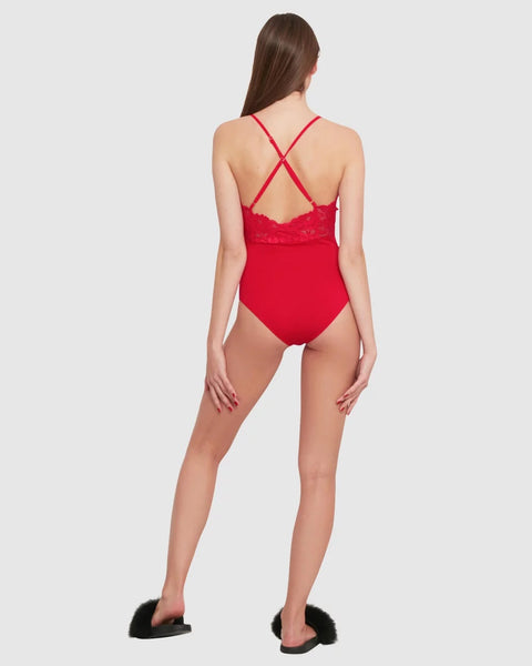 OH!ZUZA VISCOSE & SHEER LACE LINGERIE BODYSUIT - S030