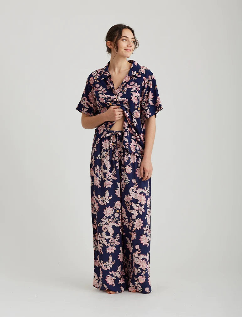 PAPINELLE ABIGAIL PAISLEY FULL LENGTH PANT - NAVY