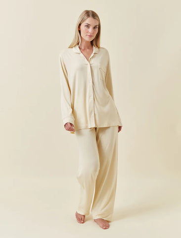 PAPINELLE KATE MODAL SOFT FULL LENGTH PJ SET - LEMON CREAM - 19006-198