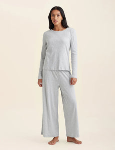 PAPINELLE SOFT BABY RIB LONG SLEEVE TEE AND WIDE LEG PANT SET