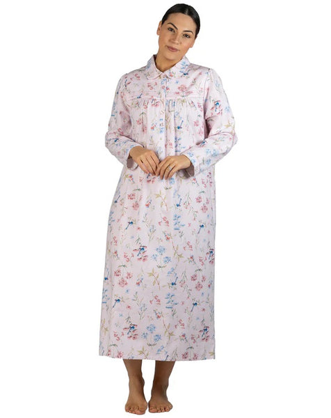SCHRANK COLLARED NIGHTIE BLUE WREN SK617B    BLUE & PINK