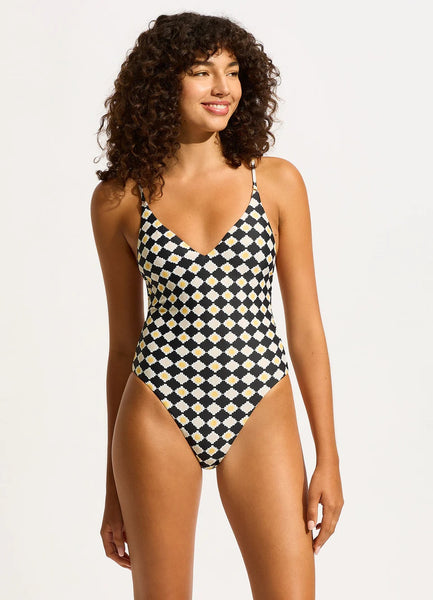 SEAFOLLY KASBAH V NECK ONE PIECE - 11071-158