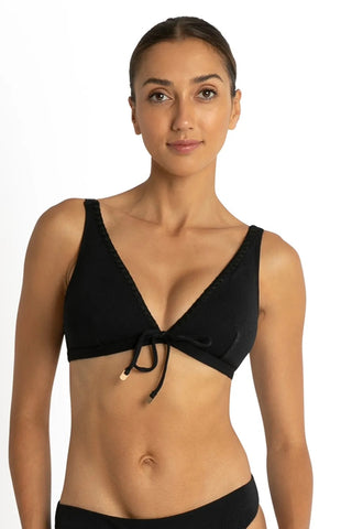 SUNSEEKER COACHELLA TIE FRONT BRA BLACK & LILLAC - SS12377