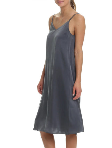 PAPINELLE AUDREY SILK SLIP NIGHTIE - SLATE