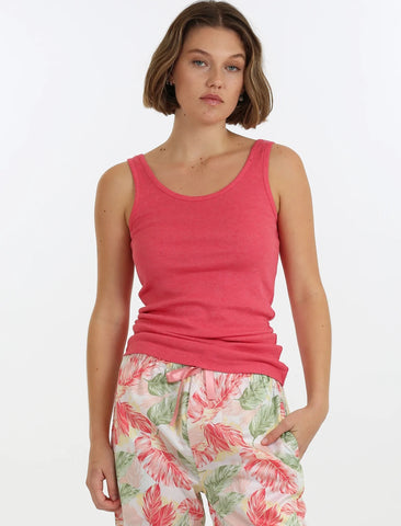 PAPINELLE PIA COTTON MODAL SINGLET - RASPBERRY